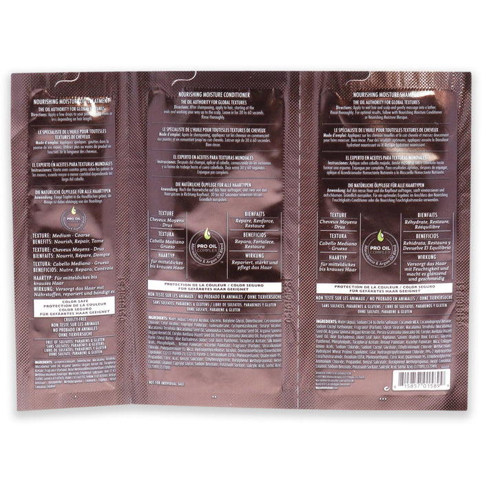 Professional Nourishing Moisture Set by Macadamia Oil for Unisex - 3 Pc Kit 0.34oz Shampoo, 0.34oz Conditioner, 0.17oz Oil Treatment