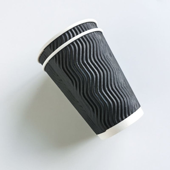 50PCS 8oz 12oz 16oz Custom Printed E co F riendly Triple Ripple Wall cup 3 Layer Disposable hot drink Coffee Paper Cups