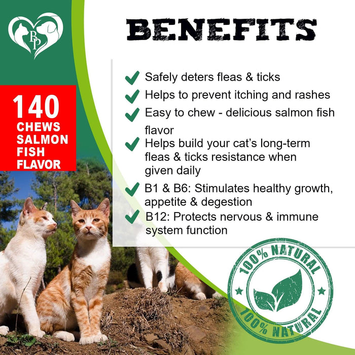 Flea and Tick Prevention Chewable Pills for Cats Revolution Oral Flea Treatment for Pets Pest Control & Natural Defense Chewables Small Tablets Salmon Fish Taste
