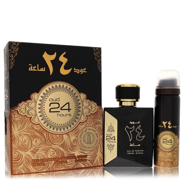 Ard Al Zaafaran Oud 24 Hours by Al Zaafaran Eau De Parfum Spray + 1.7oz Perfumed Spray (Unisex)