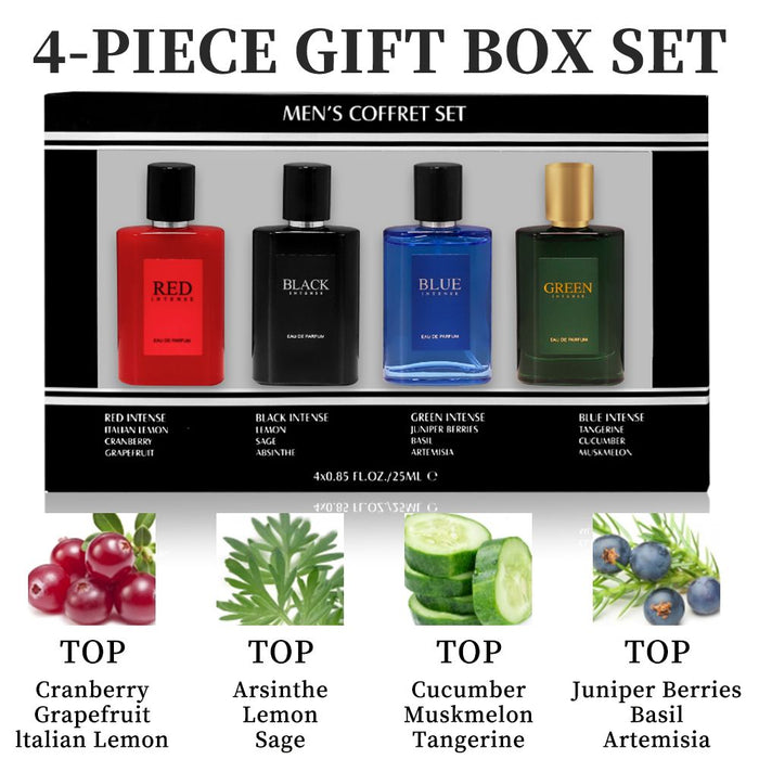 4-Piece Set, Men's Eau De Toilette Spray Gift Box, Long Lasting Fragrance, 4 Different Flavor, 0.85fl.oz/bottle, Valentine's Day And Other Festivals