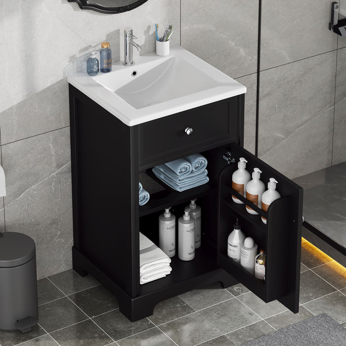 20\" Bathroom Vanity with Sink, Bathroom Cabinet with Soft Closing Door, Storage Rack and Adjustable Shelves