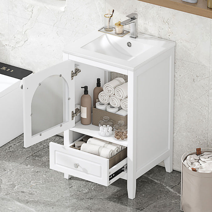 20" Bathroom Vanity with Sink, Bathroom Cabinet with Soft Closing Glass Door, A Drawer