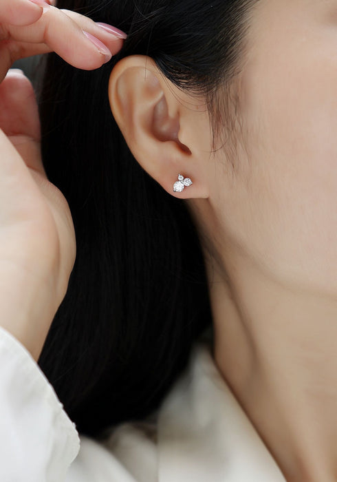 Waves-Set with Moissanite 0.3 carats S925 sterling silver and platinum-plated stud earrings fashion fashion jewelry silver jewelry