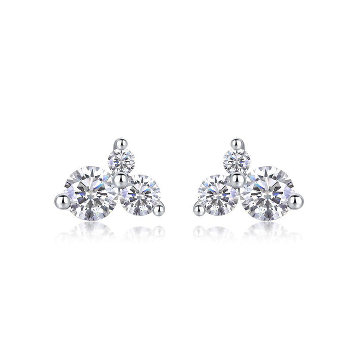 Waves-Set with Moissanite 0.3 carats S925 sterling silver and platinum-plated stud earrings fashion fashion jewelry silver jewelry