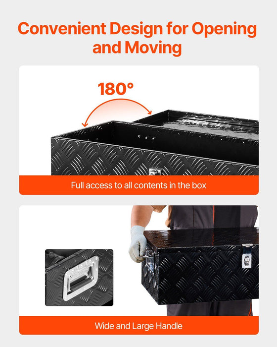 30"x13"x9.6" Heavy Duty Aluminum Truck Bed Tool Box for Pickup RV Black