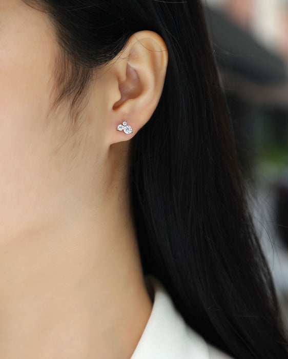 Waves-Set with Moissanite 0.3 carats S925 sterling silver and platinum-plated stud earrings fashion fashion jewelry silver jewelry