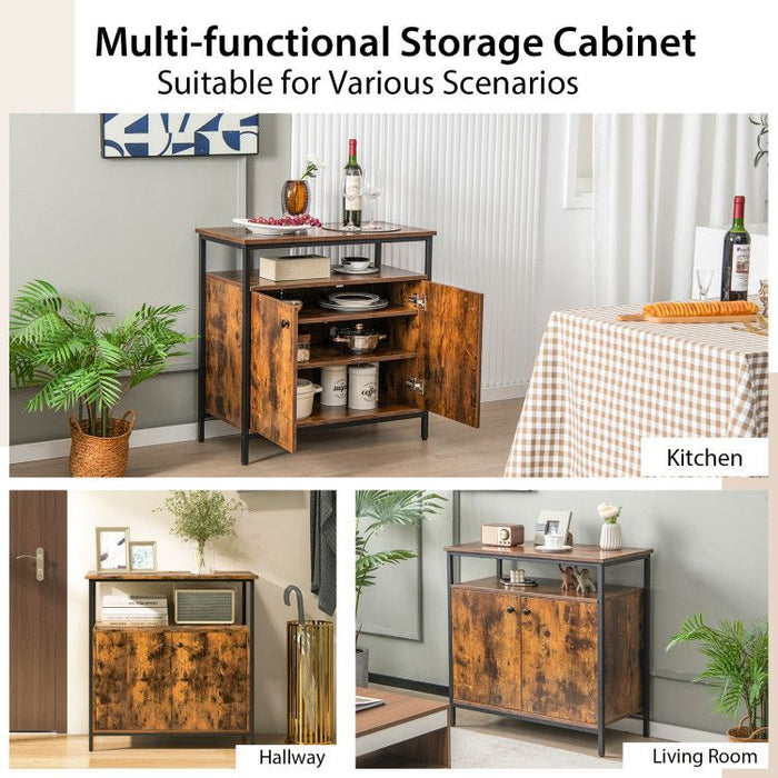 2-Door Buffet Cabinet with Shelves and Cable Management Holes