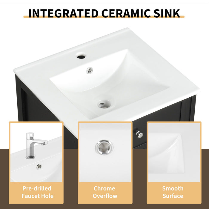 20\" Bathroom Vanity with Sink, Bathroom Cabinet with Soft Closing Door, Storage Rack and Adjustable Shelves