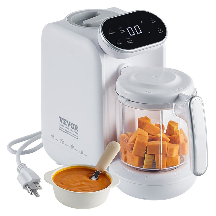 VEVOR Baby Food Maker, 430W Baby Food Processor with 750 ml Tritan Bowl, SUS304 Stainless Steel, 5 in 1 Baby Food Puree Blender Steamer Grinder for Food, Fruit, Vegetable, Meat