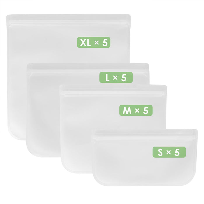 20Pcs Reusable Food Storage Bags 5 Sandwich Snack Gallon Quart Bag Leakproof B PA F ree Food Container Freezer Safe Lunch Bag