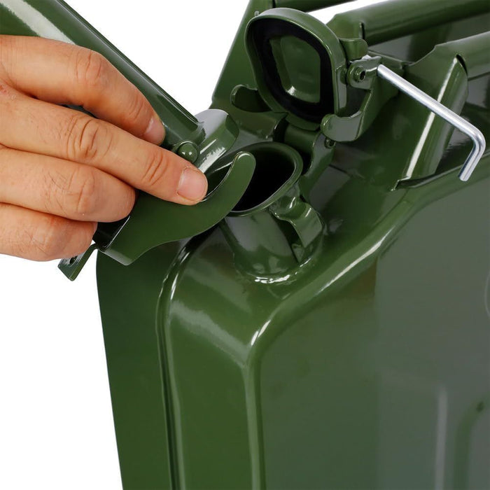 5 Gallon Jerry Fuel Can with Flexible Spout, Portable Jerry Cans Fuel Tank Steel Fuel Can, Fuels Gasoline for Cars, Trucks, Green