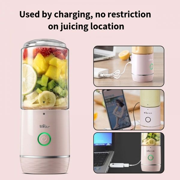 Bear Portable Blender With 11.84Oz B pa F ree Blender Bottles, Usb Rechargeable Blenders For Shakes And Smoothies