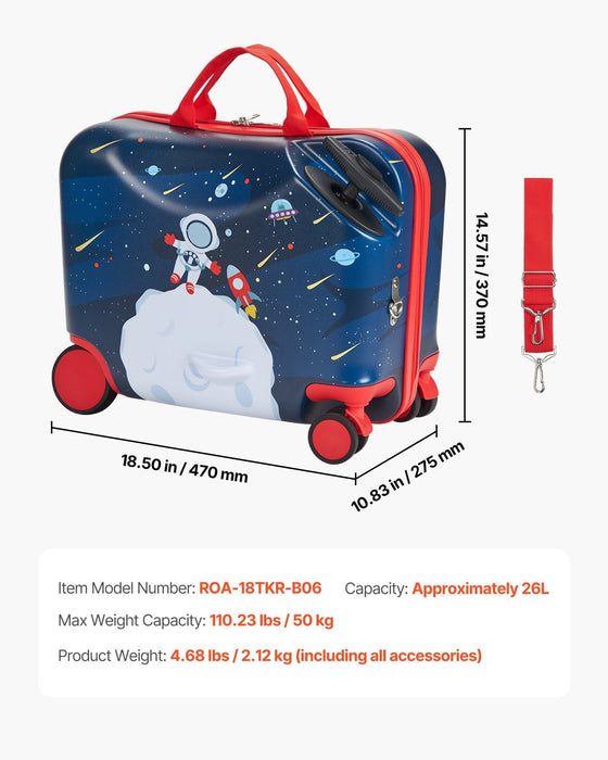 Ride-on Luggage 18-inch Lightweight Kids Scooter Suitcase with Wheels