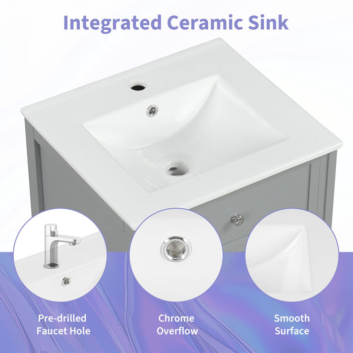 20\" Bathroom Vanity with Sink, Bathroom Cabinet with Soft Closing Door, Storage Rack and Adjustable Shelves