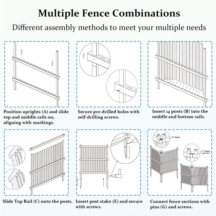 Air Conditioner Fence, Trash Can Vinyl Privacy Fence White Panel for Outside, Outdoor Pool Equipment Enclosure with Metal Stakes, (2-Pack)