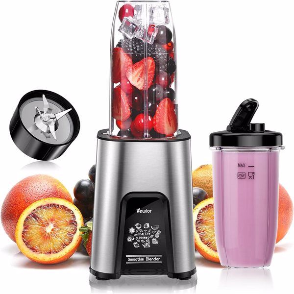 VEWIOR Smoothie Blender, 900W Personal Blender for Shakes and Smoothies, Blenders for Kitchen, Smoothie Juice Mixer with 2 * 22Oz B PA-F ree To-Go Cups(banned by A mazon)