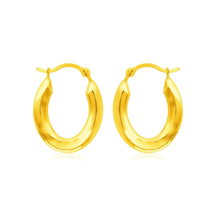 14k Yellow Gold Polished Oval Hoop Earrings