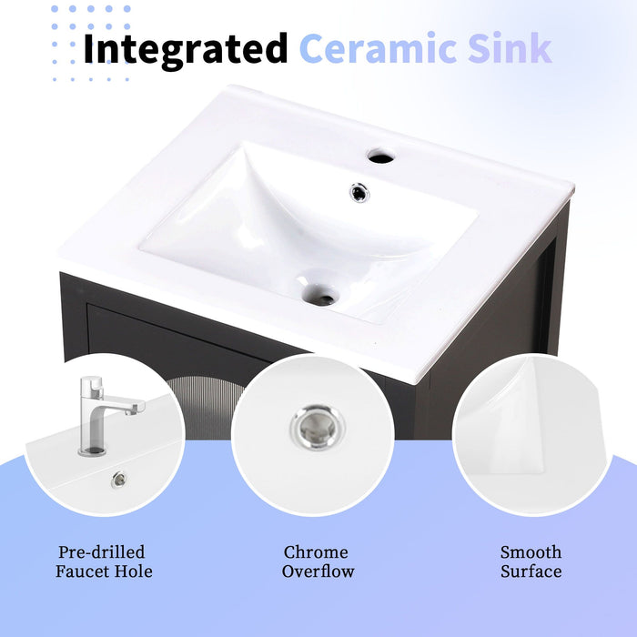 20" Bathroom Vanity with Sink, Bathroom Cabinet with Soft Closing Glass Door, A Drawer