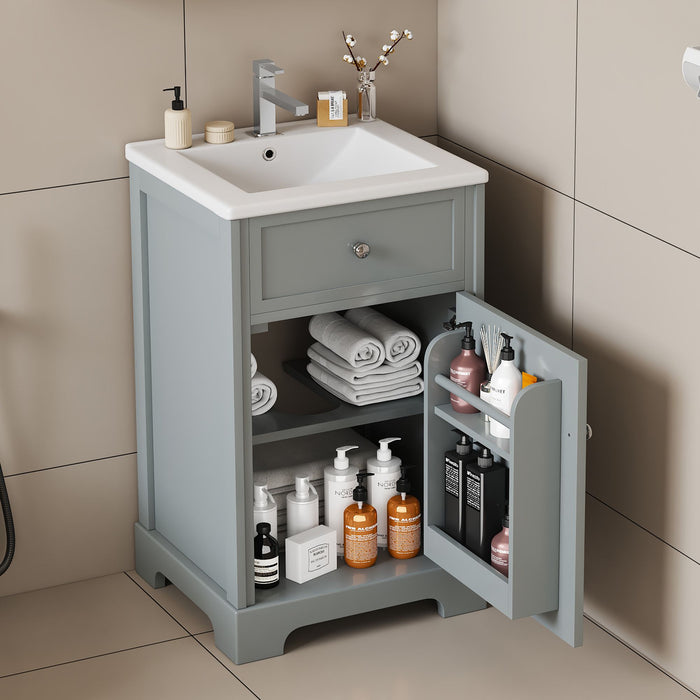 20\" Bathroom Vanity with Sink, Bathroom Cabinet with Soft Closing Door, Storage Rack and Adjustable Shelves