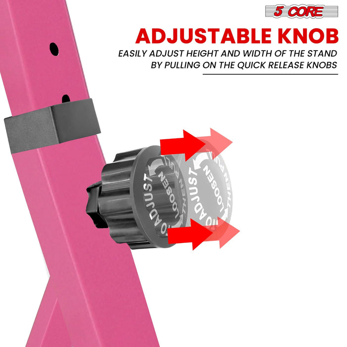 5 CORE Keyboard Stand Riser Z Style Height Width Adjustable Portable Heavy Duty Music Stands Holder for Kids and Adults Fits 54 to 88 Key Electric Pianos w Wheels - KS Z1 BPNK HD WHLS