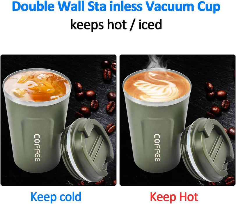 12 oz Stainless Steel Vacuum Insulated Tumbler - Coffee Travel Mug Spill Proof with Lid - T hermos Cup for Keep Hot/Ice Coffee; Tea and Beer