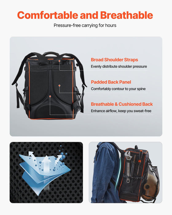 35.6L Welding Backpack 600D Polyester Welder Backpack for Tools and Helmet