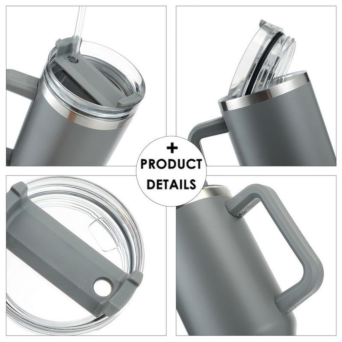 30OZ Straw Coffee Insulation Cup With Handle Portable Car Stainless Steel Water Bottle LargeCapacity Travel B PA F ree Thermal Mug
