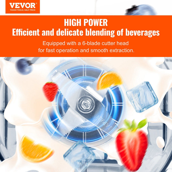 VEVOR Professional Blender with Shield, Commercial Countertop Blenders, 68 oz Blender Combo, Stainless Steel 9 Speed & 5 Functions Blender, for Shakes, Smoothies, Peree, and Crush Ice, Black