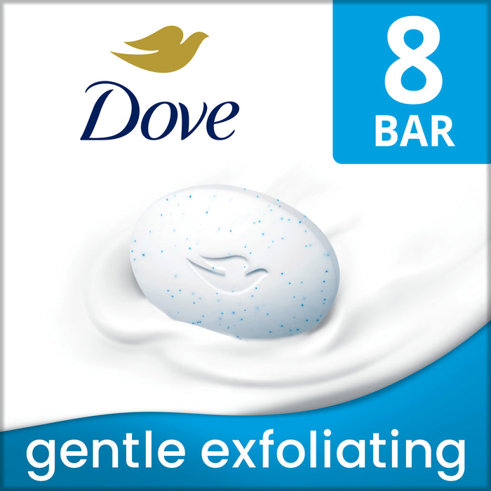 Dove Beauty Bar Soap for Women Gentle Exfoliating All Skin, 3.75 oz 8 Bars