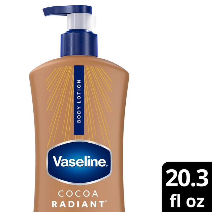 Vaseline Intensive Care Body Lotion for Dry Skin Cocoa Radiant Lotion Made with Ultra-Hydrating Lipids and Pure Cocoa Butter for a Long-Lasting, Radiant Glow, 20.3 fl oz