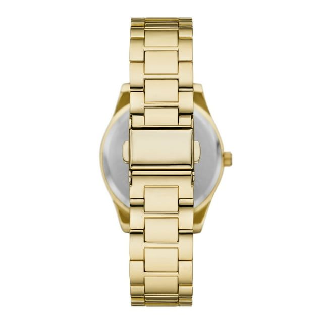 Folio Women's Watch Gift Set: Gold Round Case, Gold Sunray Dial, Gold Tone 3 Link Bracelet