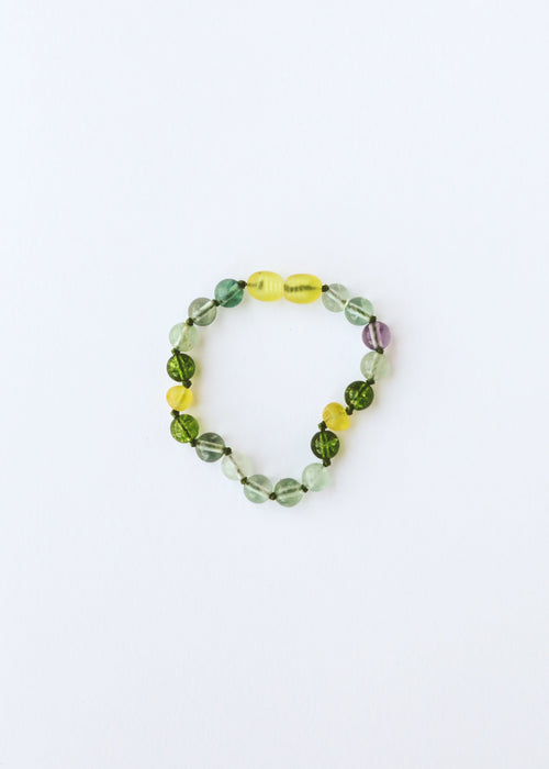 Raw Baltic Sea Amber + Fluorite + Peridot || Gemstone Anklet or Bracelet