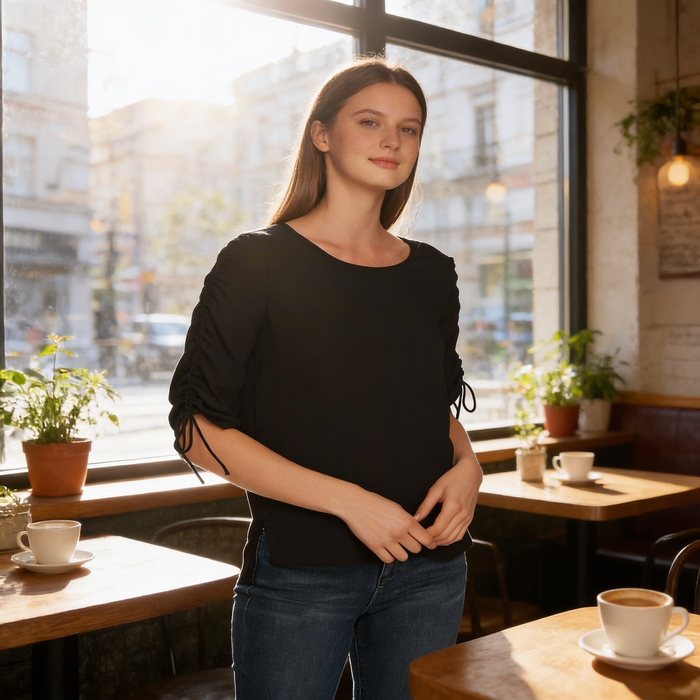 1.State Women's  Ruched-Sleeve Top,Size Small