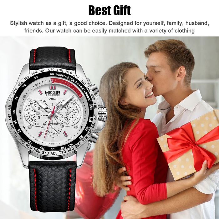 Waterproof Durable MEGIR Men's Stainless Steel Analog Sports Quartz Wrist Watch