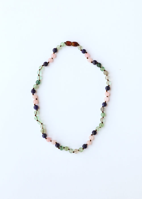 Fluorite + Lapis Lazuli + Rose Quartz || Gemstone Necklace