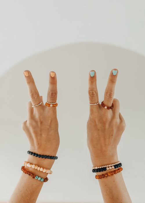 Sterling Silver + 14k Gold Filled || Beaded Stretch Ring