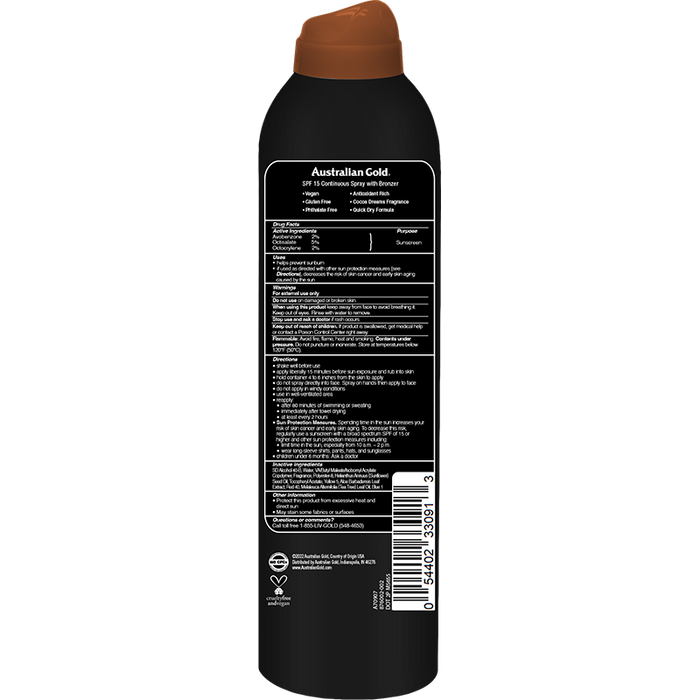 Australian Gold SPF 15 Continuous Spray Bronzer 6 Oz