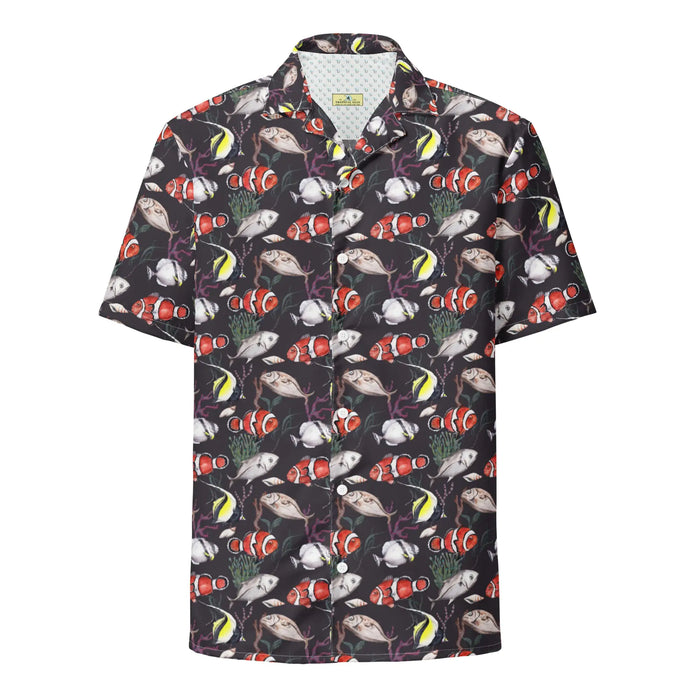 Murky Reef Tropical Saltwater Fish Hawaiian Button Shirt: Dive into Underwater Elegance!